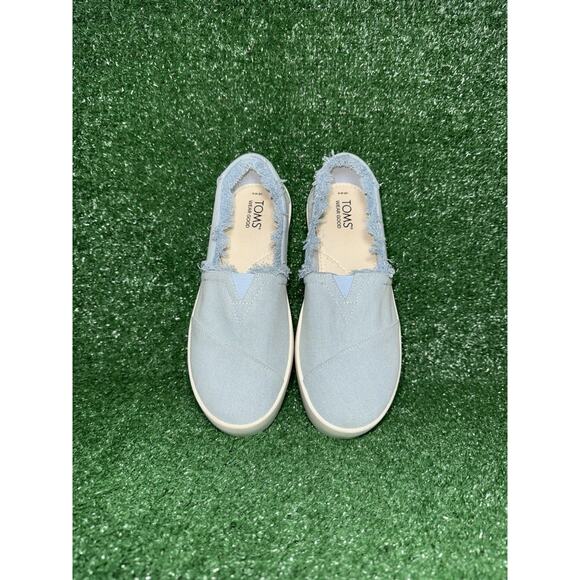 Toms‎ Verona Slip On Denim Blue Distressed Shoes Walking Sneakers Women’s Size 9 - Picture 5 of 9
